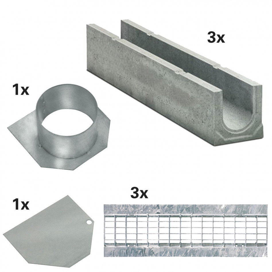 BIRCO Plus Komplett Set, 3 m, Ablauf,B 125 (12,5 to),mit Gitterrost,ohne Innengefälle Image