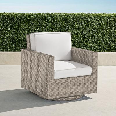 Small Palermo Swivel Lounge Chair with Cushions in Dove Wicker - Standard, Indigo with Canvas Piping - Frontgate