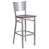 Slat Back Metal Restaurant Barstool - 16.5"W x 19"D x 43.5"H - 16.5"W x 19"D x 43.5"H