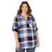 Plus Size Women's Half-Zip Plaid Blouse by Catherines in Americana Plaid (Size 2X)