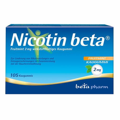 Nicotin beta Fruitmint 2 mg wirkstoffhalt.Kaugummi 105 St Kaugummi