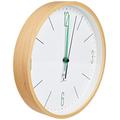 TFA Dostmann Analogue Design Wireless Wall Clock with Maple Frame, Glass, White/Green, (L) 255 x (B) 45 x (H) 255 mm