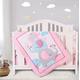 YJM Elephant Cot Bedding Set 4Pcs for Girls with Comforter Fitted Sheet Cot Skirt Diaper Stacker,Lovely Nursery Cot Sets for Baby(Pink)