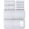 White Classic Luxury Bath Towels Set of 2 Bath Towels, 2 Hand Towels, 4 Face Towels, White 8 Piece Egyptian Cotton Towel Set, Hotel Towels Quality Family Pack of 8 Pc Fluffy Towels for Bath, Spa, Gym