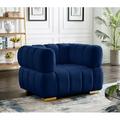 Armchair - Everly Quinn Carlan 46" Wide Tufted Armchair Velvet/Fabric in Blue | 29.5 H x 46 W x 35 D in | Wayfair 28C1995405DD4CA8AB9E25FEC7D8D4C3