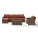 Birch Lane™ Lawson 5 Piece Rattan Sectional Seating Group w/ Cushions Synthetic Wicker/All - Weather Wicker/Wicker/Rattan in Red/Brown | Outdoor Furniture | Wayfair