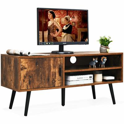 42'' Large TV Stand Industrial Home Entertainment Unit Shelves W/ Side Cabinet