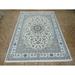 Hand Knotted Ivory Nain with Wool & Silk Oriental Rug (6'1" x 9'1") - 6'1" x 9'1"