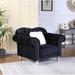 Titanic Furniture Mariann Button Tufted Black Velvet Chair with Nailheads - 38" H x 52" W x 36" D