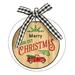 Northlight Seasonal 4" Wood "Merry Christmas Fresh Cut Trees" Ornament Metal in Brown/Yellow | 4 H x 1 W x 4 D in | Wayfair NORTHLIGHT TR92614