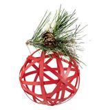 Northlight Seasonal 5" Rattan Style Metal Christmas Ball Ornament Metal in Red | 5 H x 4 W x 4 D in | Wayfair NORTHLIGHT TR92618