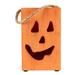 Northlight Seasonal 8" Large Orange Wood Jack O Lantern Halloween Candle Lantern Wood in Brown/Orange | 8 H x 5 W x 5 D in | Wayfair