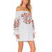 Free People Dresses | Free People Fleur De Jour Mini Shift Boho Dress White Floral Embroidered Size S | Color: Blue/Pink | Size: S