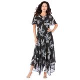 Plus Size Women's Floral Sequin Dress by Roaman's in Black Embellished Print (Size 44 W)