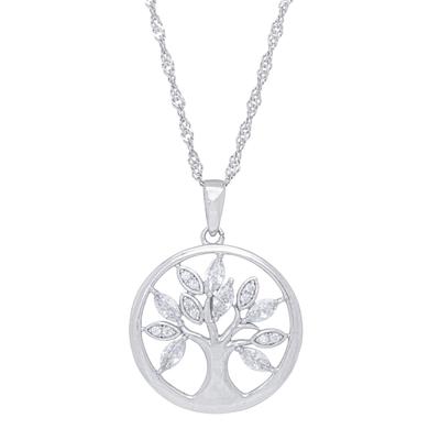 Macy's Women's Cubic Zirconia Tree of Life Pendant Necklace - Silver
