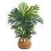 40" Areca Artificial Palm Tree in Boho Chic Handmade Natural Cotton Woven Planter with Tassels UV Resistant (Indoor/Outdoor)