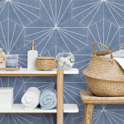 Merola Tile Aster Hex Azul 8-5/8" x 9-7/8" Porcelain Floor and Wall Tile
