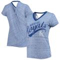 Women's Touch Royal Kansas City Royals Hail Mary Back Wrap Space-Dye V-Neck T-Shirt