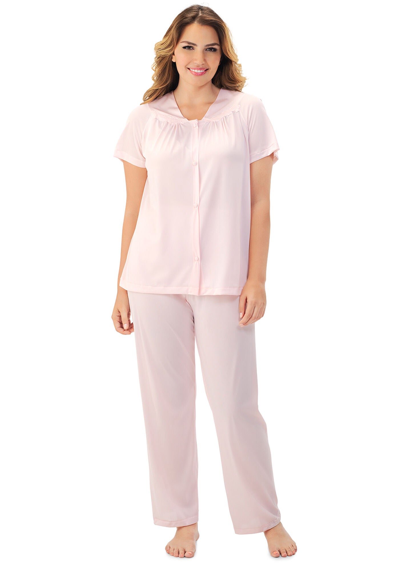 Plus Size Women's Short Sleeve Pajama by Exquisite Form in Pink Champagne (Size XL)