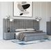 Brayden Studio® Halden Upholstered Platform 3 Piece Bedroom Set Upholstered, Metal in Brown/Gray | 59 H x 118.9 W x 85.8 D in | Wayfair