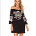 Free People Dresses | Free People Off The Shoulder Black Embroidered Dress S | Color: Black | Size: S