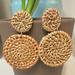 Anthropologie Jewelry | Anthropologie Round Rattan Gold Earrings New | Color: Gold/Tan | Size: Os