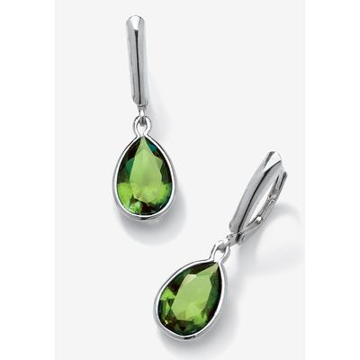 Women's Sterling Silver Drop Earrings Pear Cut Simulated Birthstones by PalmBeach Jewelry in August