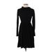 Ya Los Angeles Casual Dress - Sweater Dress: Black Solid Dresses - Women's Size Small