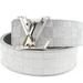 Louis Vuitton Accessories | Louis Vuitton Glitter Silver Damier Lv Pyramide 40mm Belt 37lv128s | Color: Silver | Size: 46.5"L X 0.1"W X 1.5"H