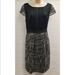 Jessica Simpson Dresses | Jessica Simpson Short-Sleeve Lace Bodice Tweed Skirt Dress Black & White Plus 14 | Color: Black/White | Size: 14