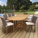 Lark Manor™ Anautica 9 Piece Outdoor Dining Set w/ Cushions Wood/Teak in Brown/White | 29 H x 47 D in | Wayfair 2C4A94C0D1E545D3A3E10F221620BAA2