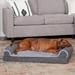 FurHaven Two-Tone Faux Fur & Suede Sofa Pet Bed Polyester/Faux Suede in Gray/White | 6.5 H x 36 W x 27 D in | Wayfair 85441087