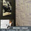 Wallart - Panneau Mural 3d Mur 3D Bricks 3m² + Colle
