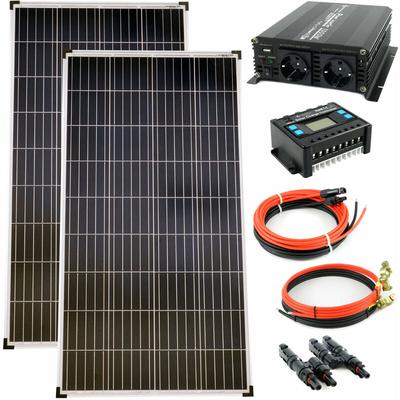 Komplettset 2x140 Watt Poly Solarmodul 1000 w Spannungswandler 20A Laderegler Solar Inselanlage Image