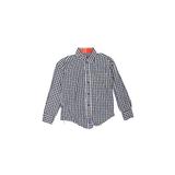 Ciao Marco Long Sleeve Button Down Shirt: Blue Checkered/Gingham Tops - Kids Girl's Size 5