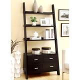 Latitude Run® Airius Cappuccino Wood Modern Ladder Bookcase w/ Storage Drawers Wood in Brown | 72 H x 33.5 W x 16.5 D in | Wayfair