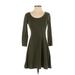 Forever 21 Casual Dress - A-Line: Green Solid Dresses - Women's Size Small