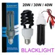 Lampe UV à lumière noire 20W 30W 40W économie d'énergie ampoules UVA lumières noires E27 DC