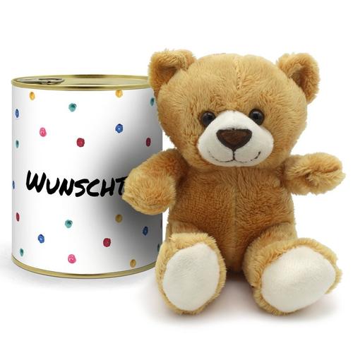 Personalisierte Geschenkdose - Teddybär (Motiv: Farbkleckse)