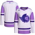 Men's adidas White/Purple Ottawa Senators Hockey Fights Cancer Primegreen Authentic Blank Practice Jersey
