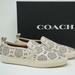 Coach Shoes | Coach Women’s Chalk White Leather Cut Out Tea Rose Slip-On Sneakers | Color: White | Size: 6.5