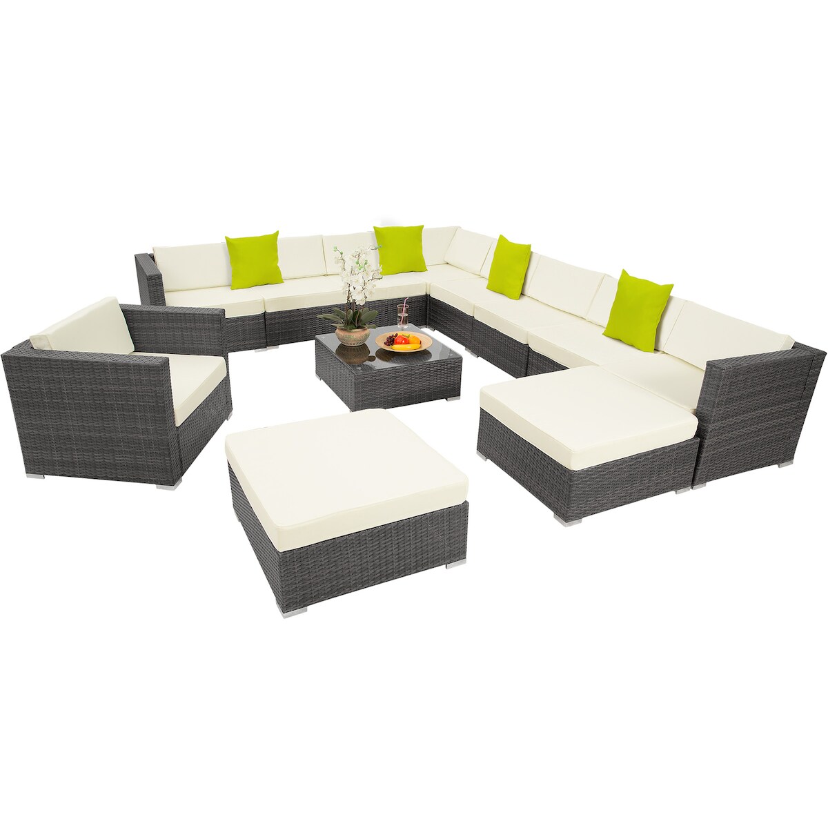 tectake Rattan Lounge mit Aluminiumgestell Las Vegas Grau Image