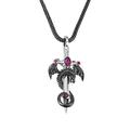 Ugaarsan Cross Dragon Necklace Men's Gothic Cool Vintage Medieval Jewellery, Birthstone Dragon Pendant 93/7