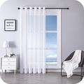 MRTREES Voile Curtains 88 Inch Drop 1 Panels Faux Linen Eyelet Sheer Curtain Panel for Bedroom Living Room Patio Door 118x88 Inch Drop 300cm x 225cm White