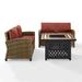 Birch Lane™ Lawson 3 Piece Rattan Sofa Seating Group w/ Cushions Synthetic Wicker/All - Weather Wicker/Wicker/Rattan in Red | Outdoor Furniture | Wayfair