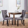 Rosdorf Park Aranya Modern High-End Tufted Contemporary Velvet Dining Chair w/ Wood Legs Nailhead Trim Upholstered/Velvet in Gray/Black | Wayfair