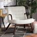Accent Chair - Everly Quinn Lehat Modern & Contemporary White Sherpa Upholstered & Walnut Brown Finished Wood Accent Chair Wood/Polyester | Wayfair