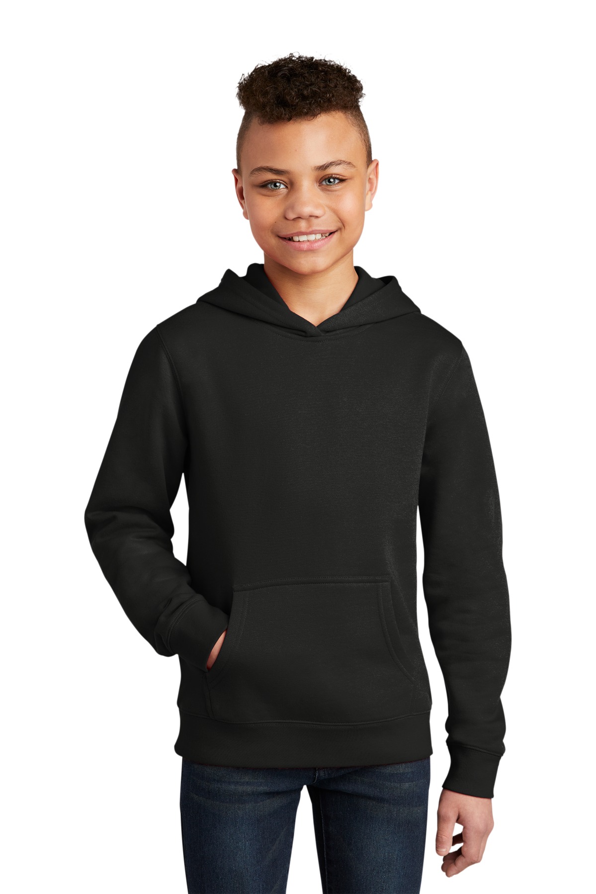 District DT6100Y Youth V.I.T. Fleece Hoodie in Black size XL | Cotton/Polyester Blend