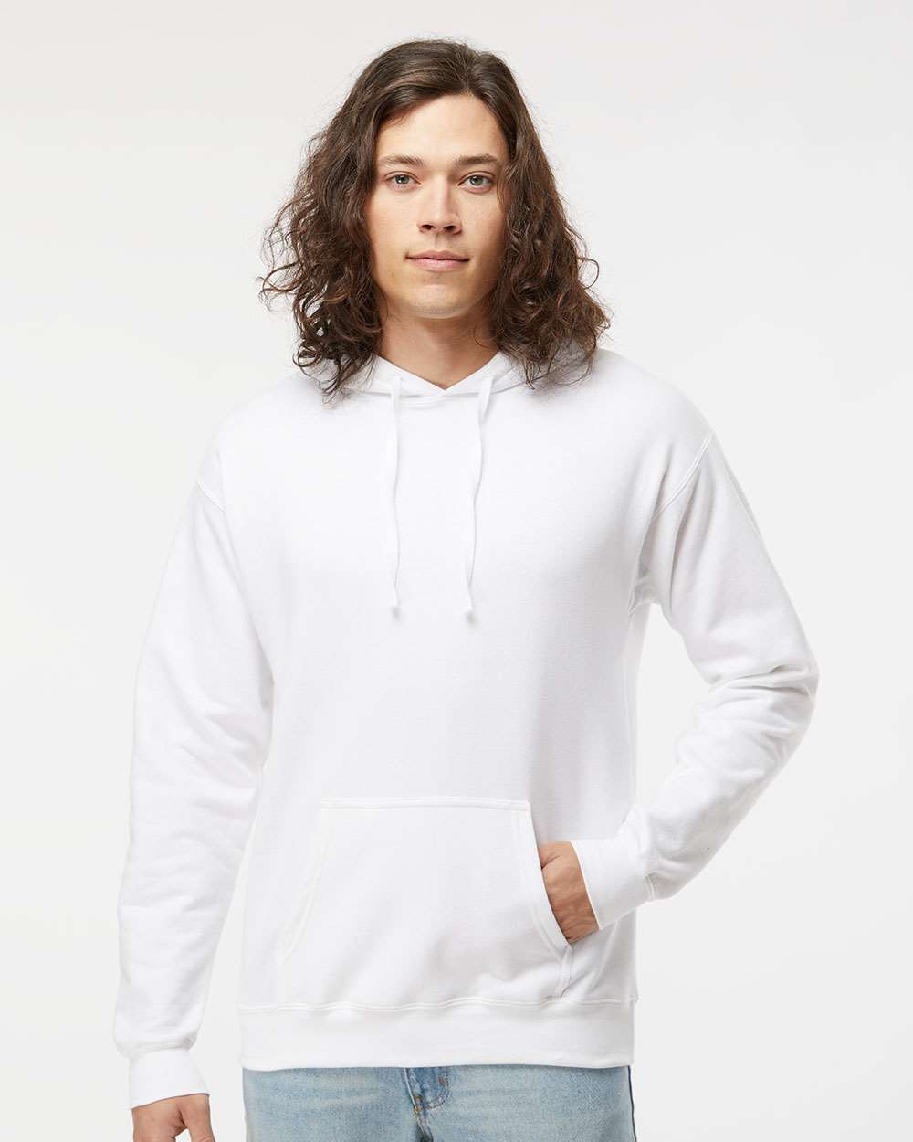 Hanes RS170 Adult Perfect Sweats Pullover Hooded Sweatshirt in White size 3XL | Cotton