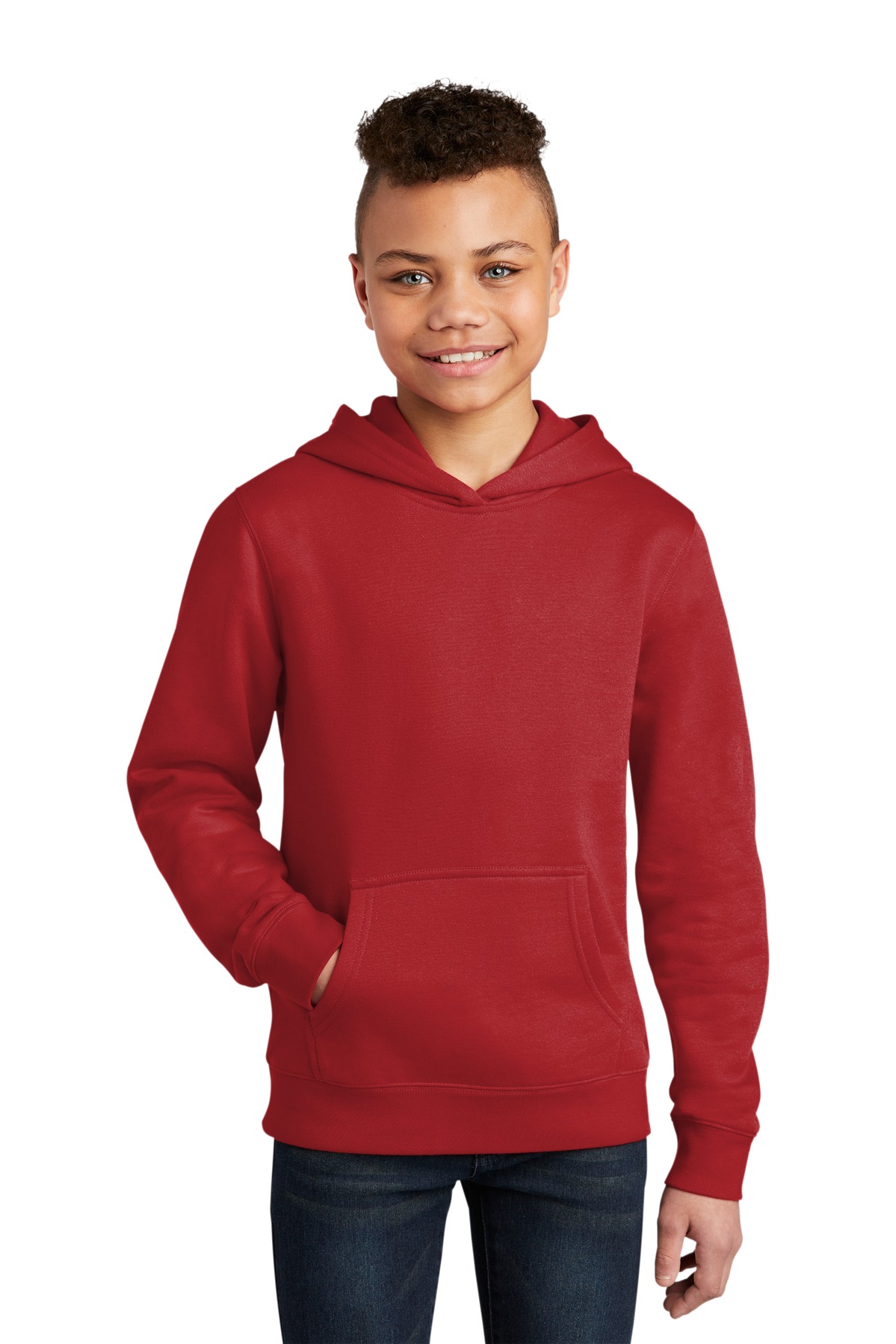 District DT6100Y Youth V.I.T. Fleece Hoodie in Classic Red size XS | Cotton/Polyester Blend